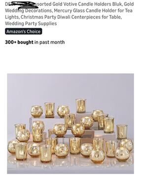 24 pc Assorted Gold Votive Candle Holders for Wedding and Party Decorations